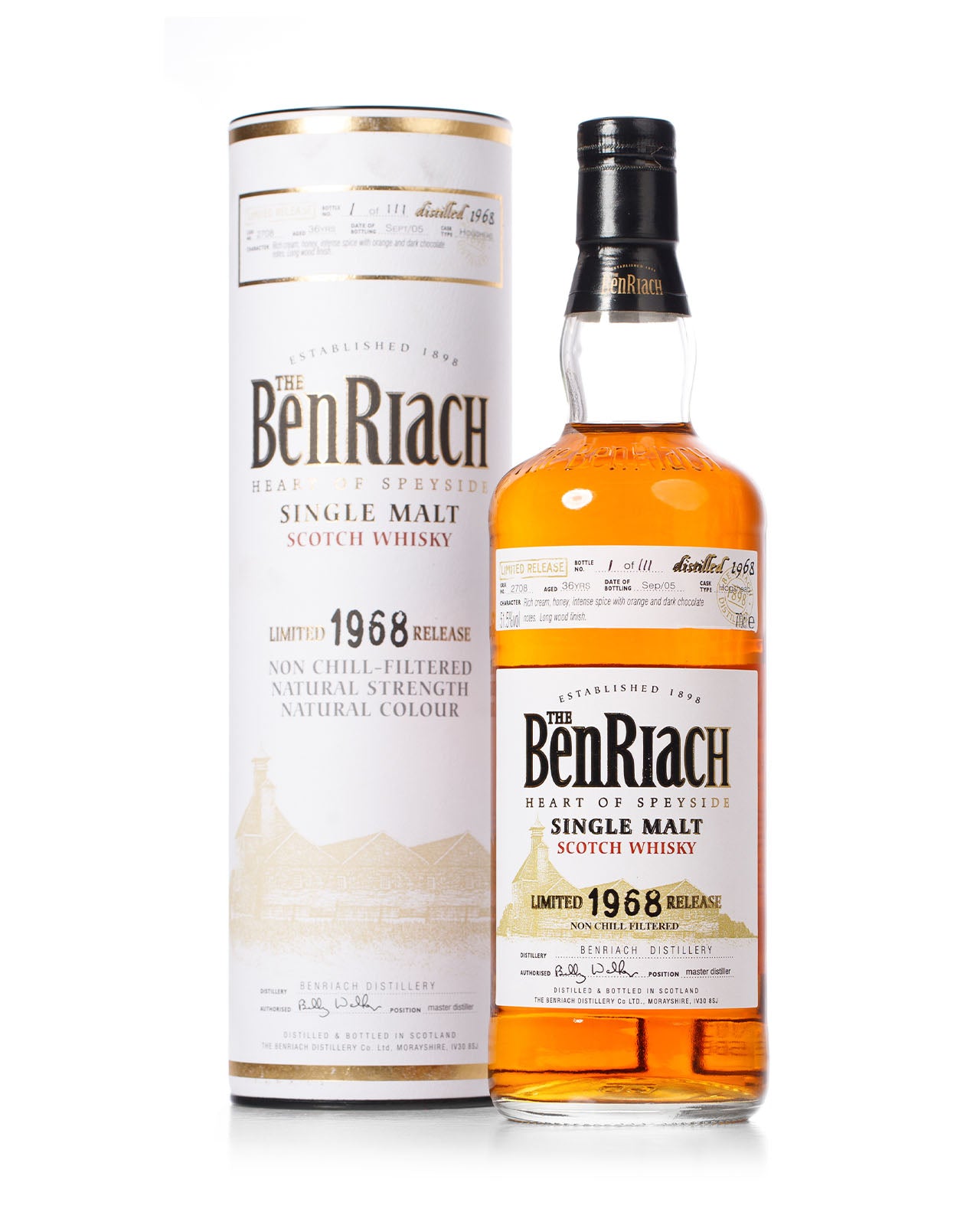 BenRiach 1968 36 Year Old Bottled 2005 With Original Tube – Mark