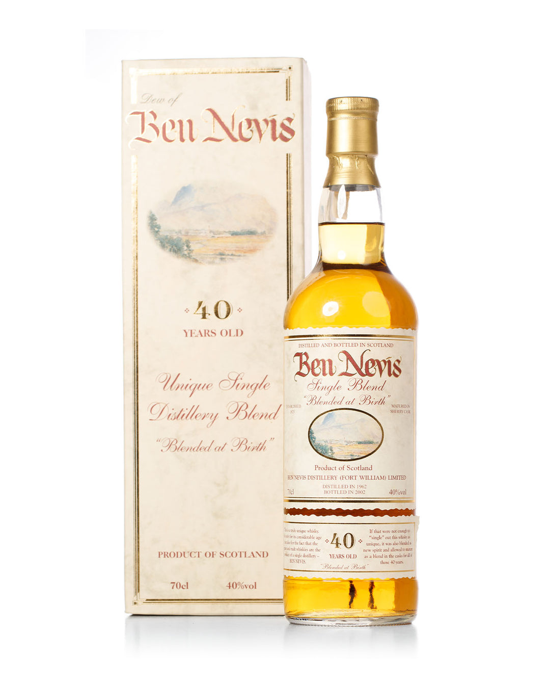 Ben Nevis 1962 40 Year Old "Blended at Birth" Bottled 2002 With Original Box