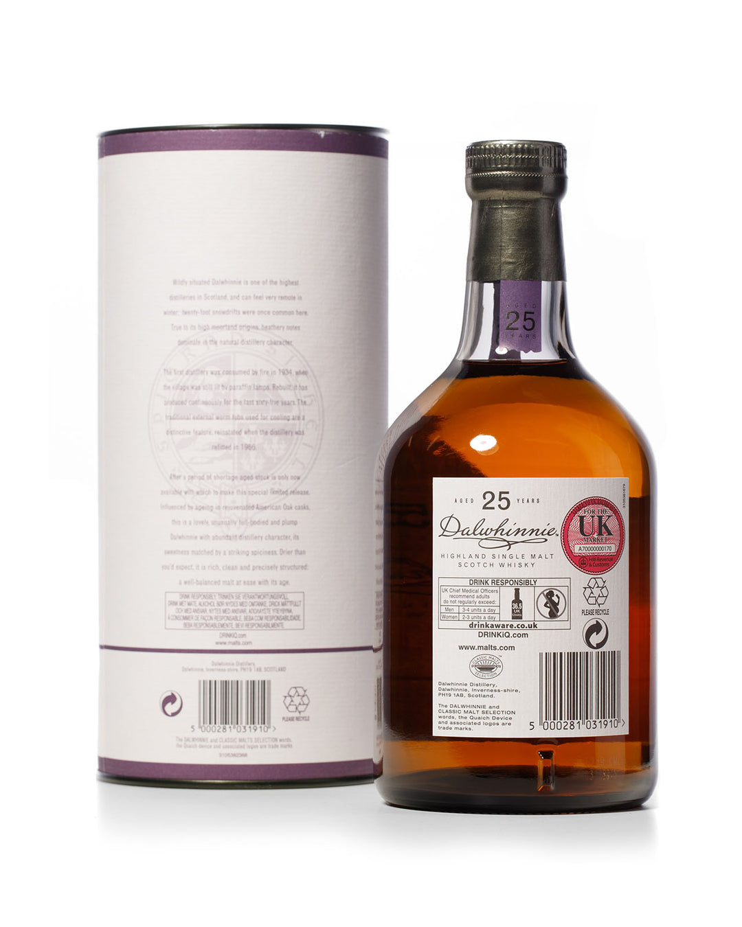 Dalwhinnie 1987 25 Year Old Natural Cask Strength Bottled 2012 With Original Tube