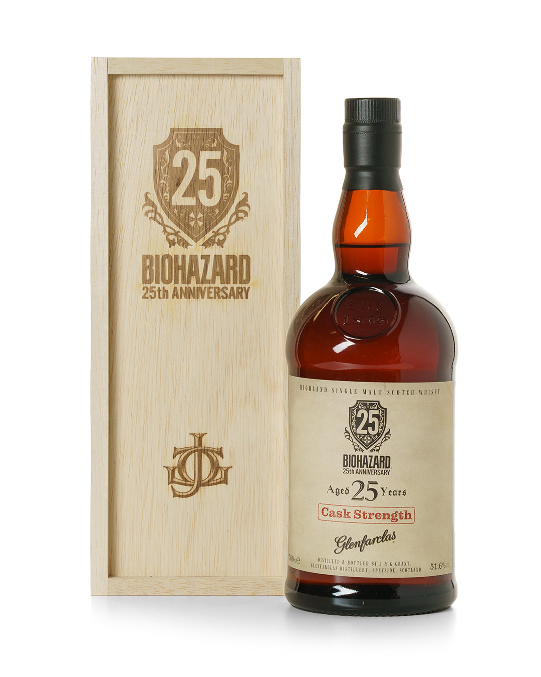 Glenfarclas 25 Year Old 25th Anniversary of Biohazard Resident Evil With Original Wooden Box