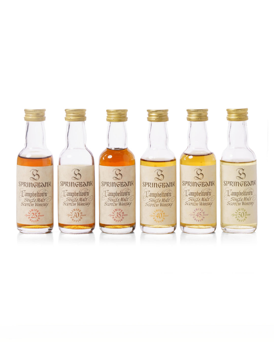 Springbank Millennium Miniatures 25, 30, 35, 40, 45 and 50 Years Old