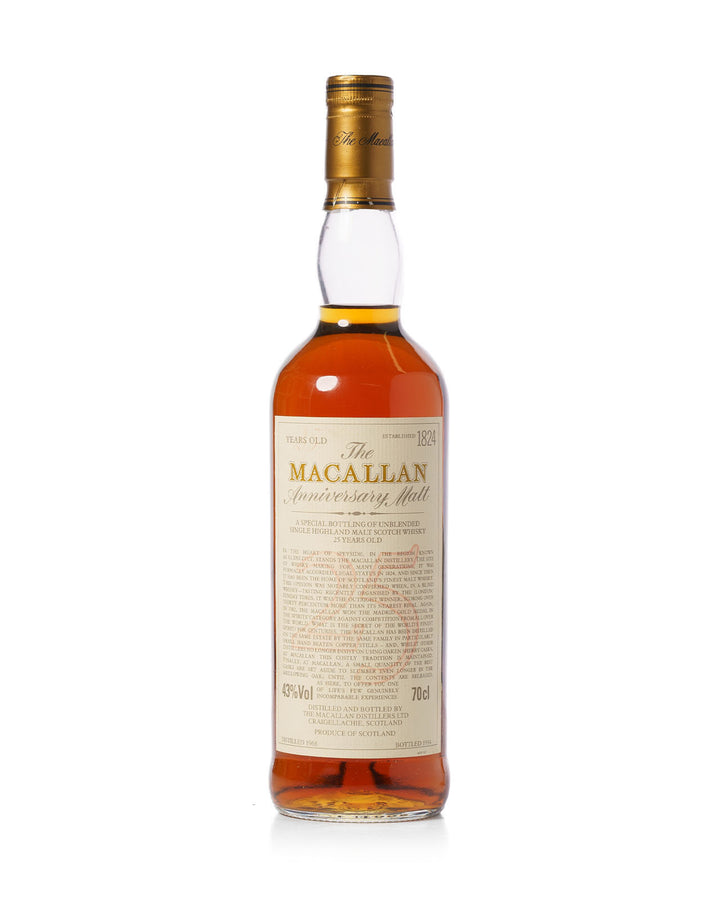 Macallan 1968 25 Year Old Anniversary Malt Bottled 1994 With Original Wood Box