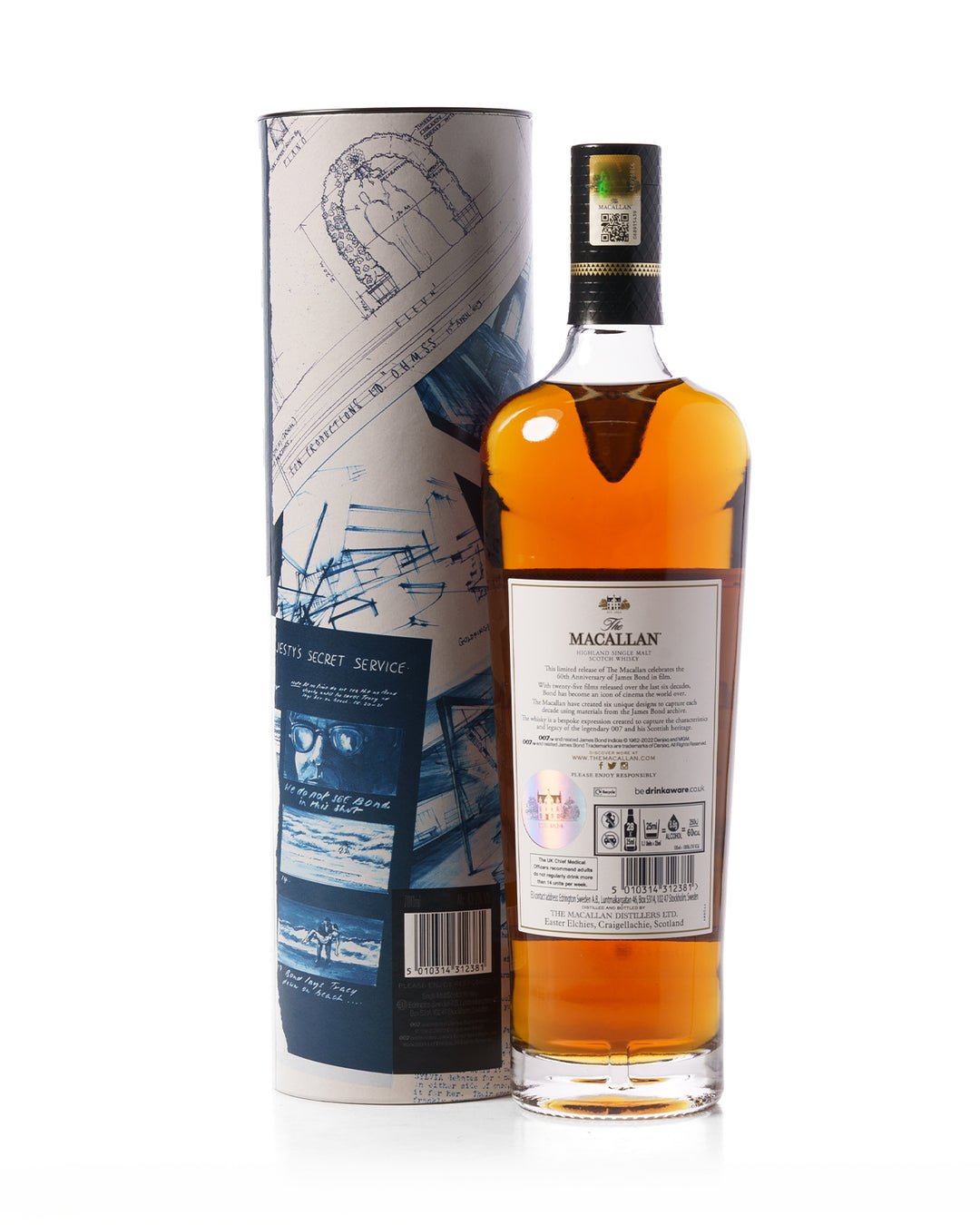 Macallan James Bond 60th Anniversary Release Decade I Bottled 2022 With Original Tube