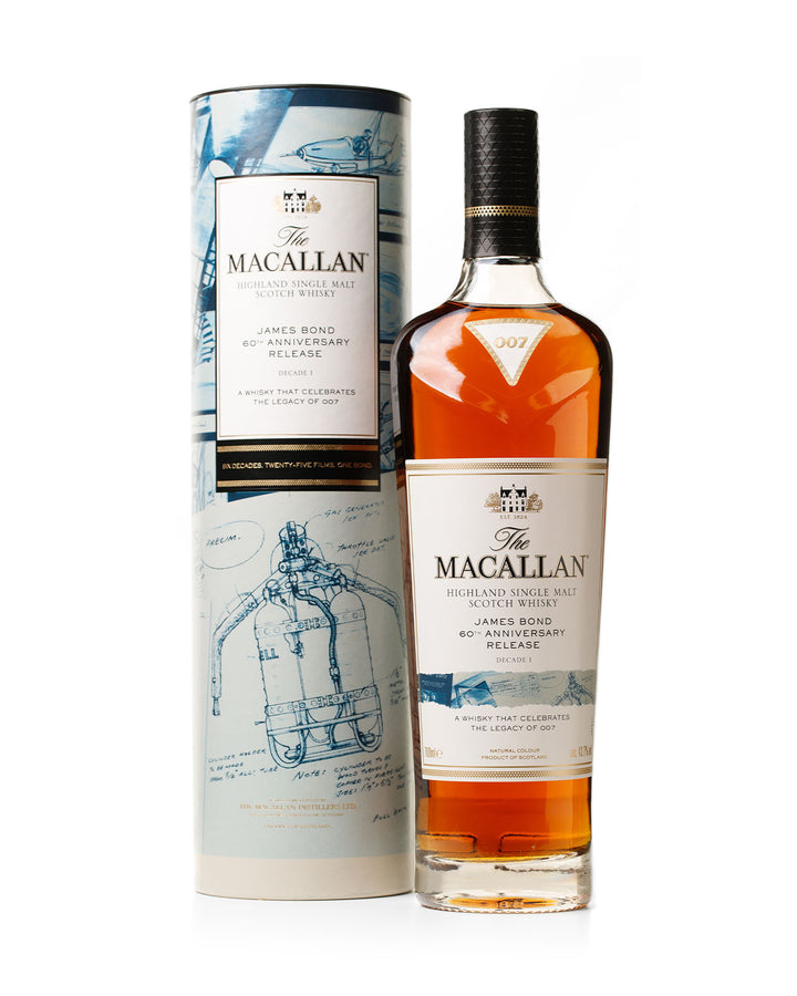 Macallan James Bond 60th Anniversary Release Decade I Bottled 2022 With Original Tube