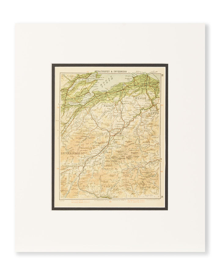 Authentic Topographical Map of Strathspey & Inverness by John Bartholomew c. 1914