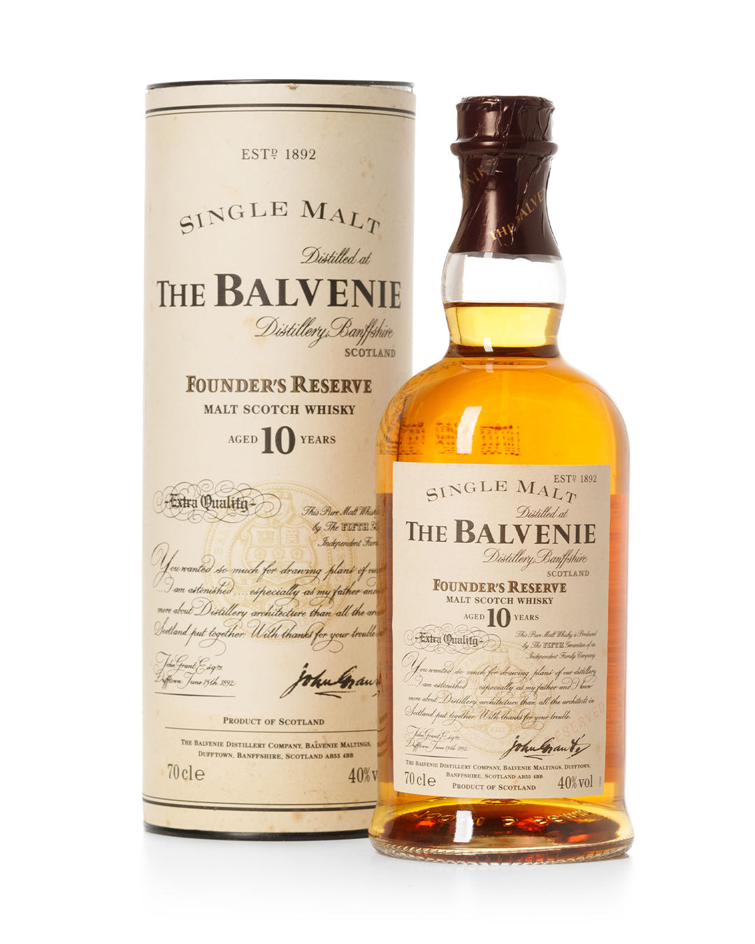 Balvenie 10 Year Old Founders Reserve With Original Tube