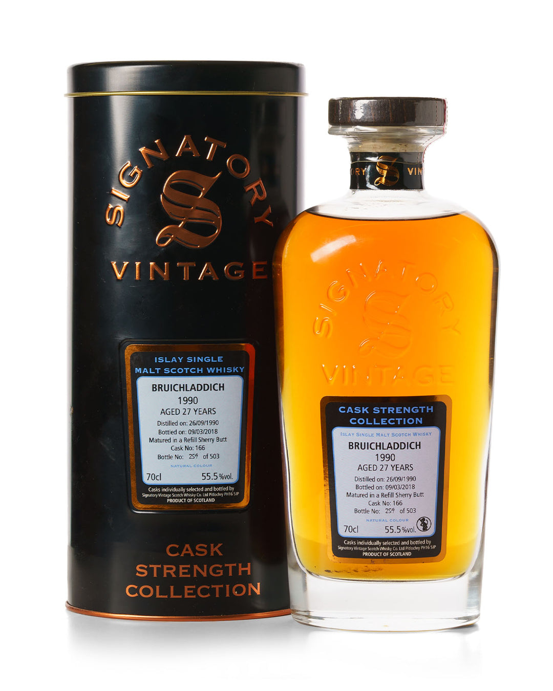 Bruichladdich 1990 27 Year Old Signatory Vintage Bottled 2018 With Original Tin