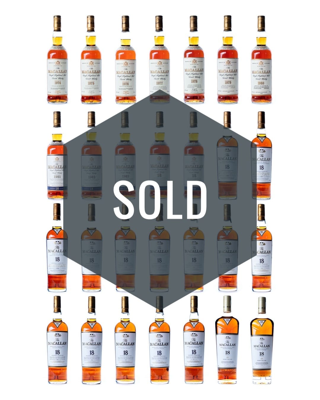 Macallan 18 Year Old Vertical 1974 to 2019 (28 bottles)