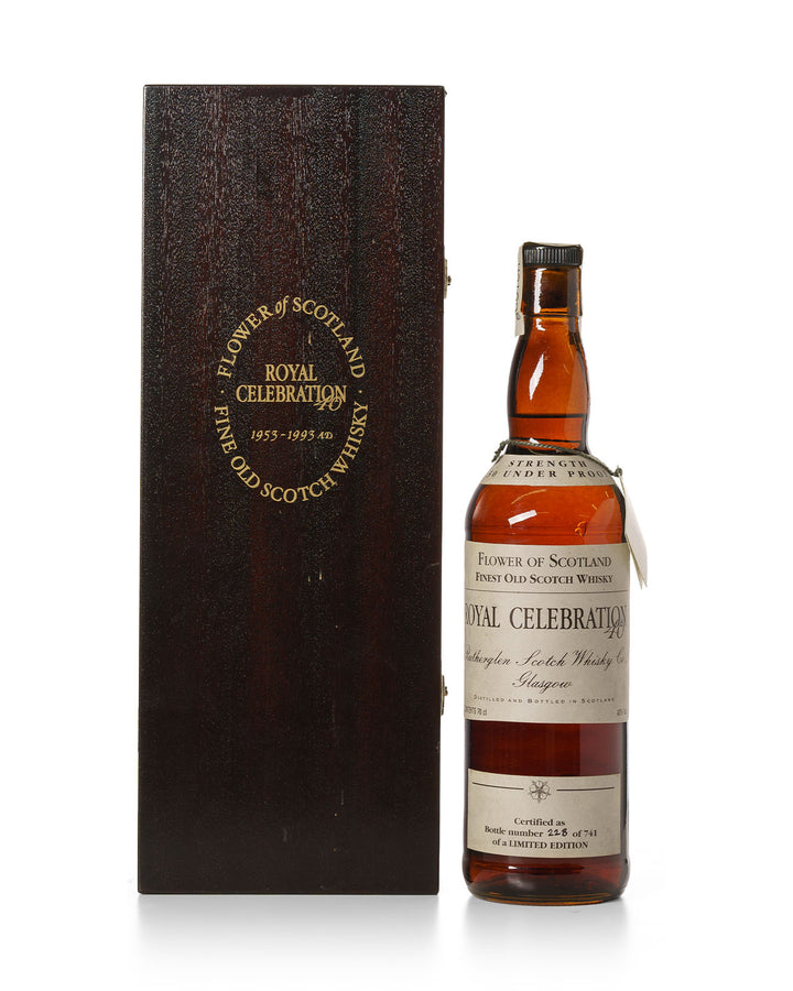Rutherglen's Flower of Scotland 1953 40 Year Old Royal Celebration Bottled 1993 With Original Wooden Box