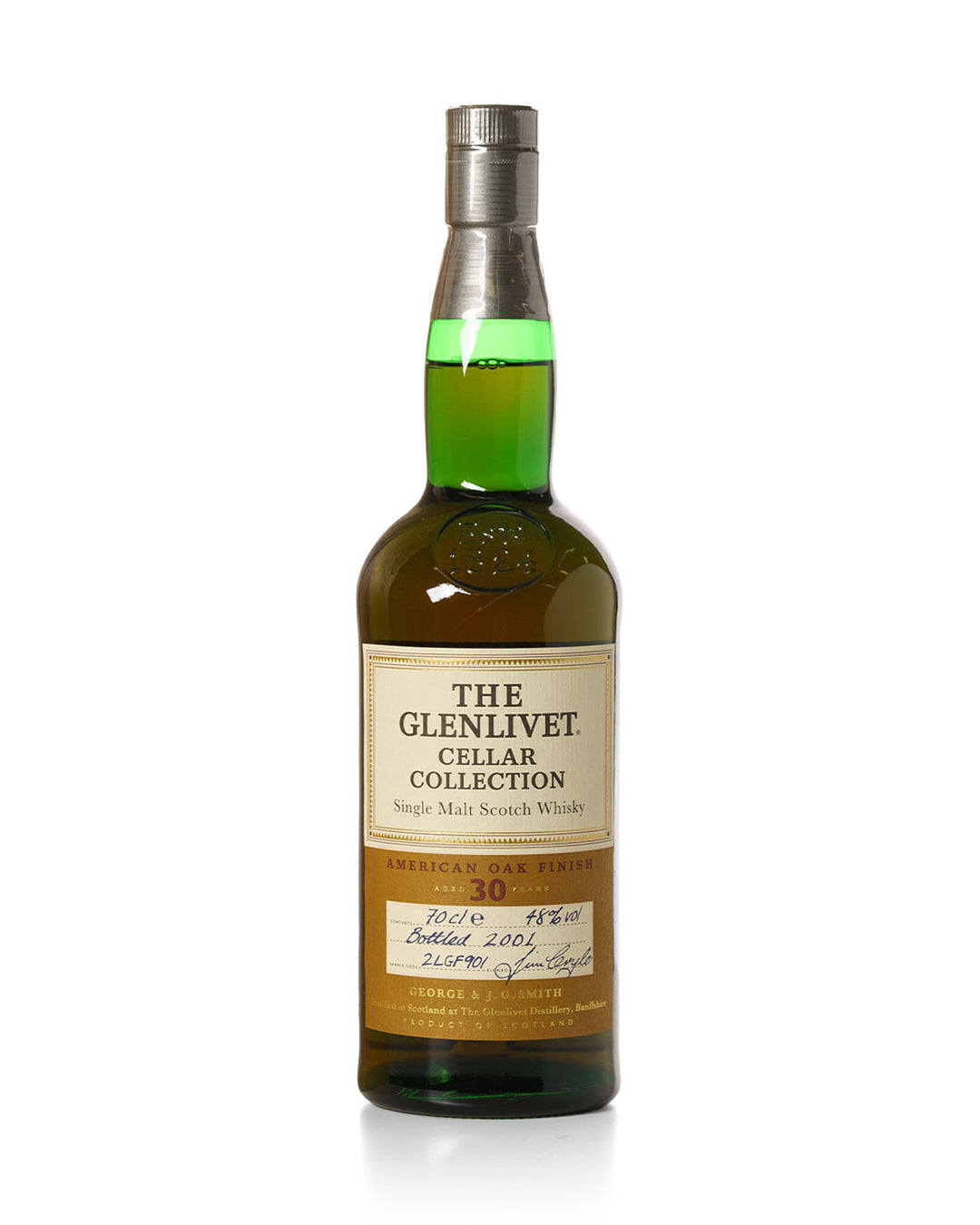 Glenlivet 30 Year Old Cellar Collection American Oak Finish Bottled 2001 With Original Wooden Box