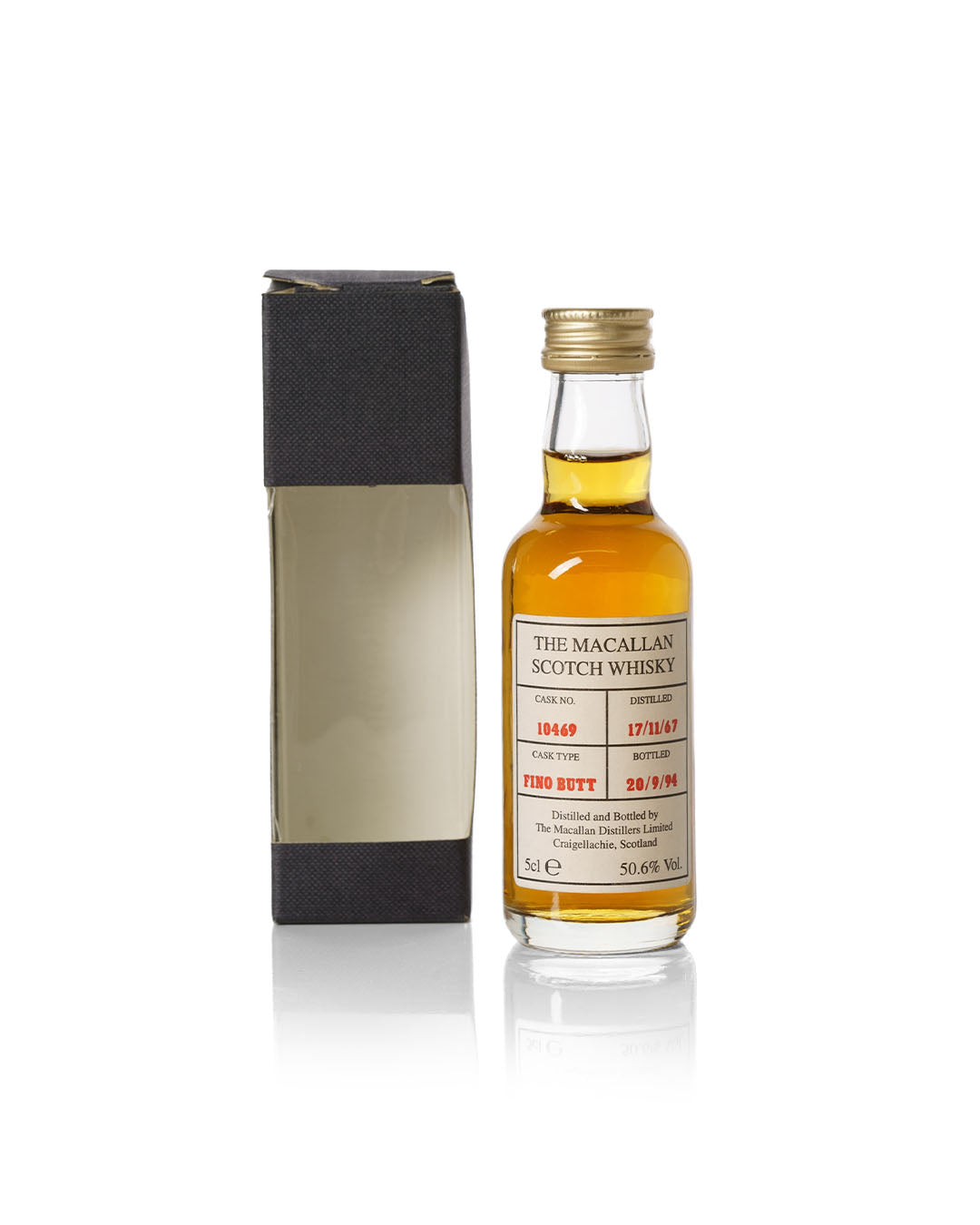 Macallan 1967 Fino Butt Single Cask Bottled 1994 5cl Miniature With Original Box
