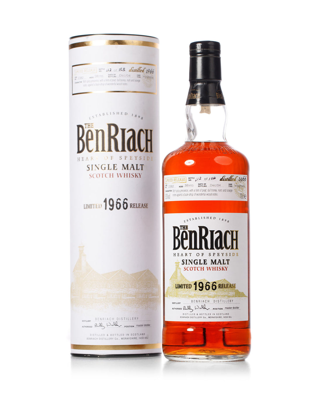 BenRiach 1966 38 Year Old Bottled 2004 With Original Tube