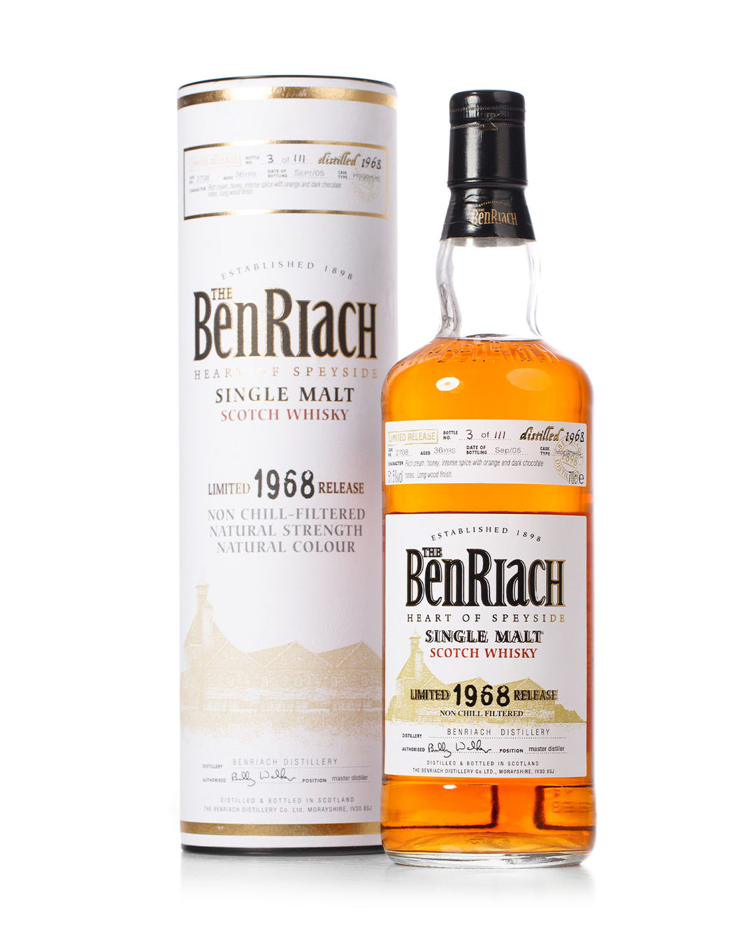 BenRiach 1968 36 Year Old Bottled 2005 With Original Tube