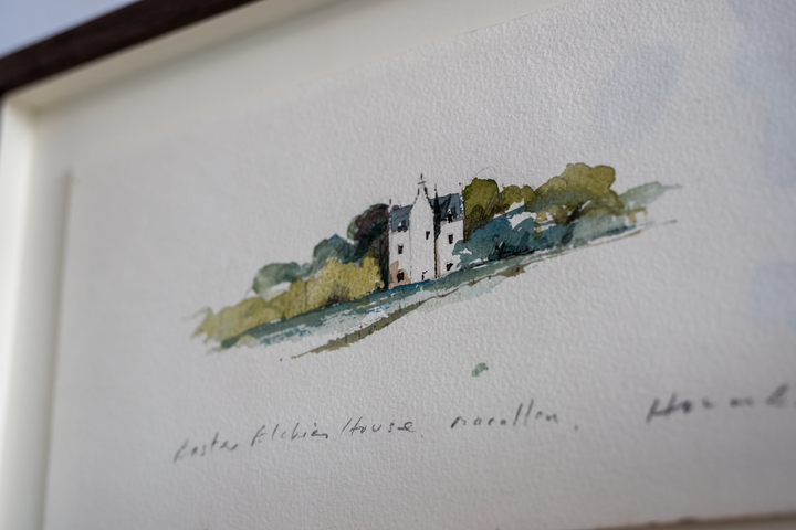 Macallan Easter Elchies House Watercolour Sketch in Frame