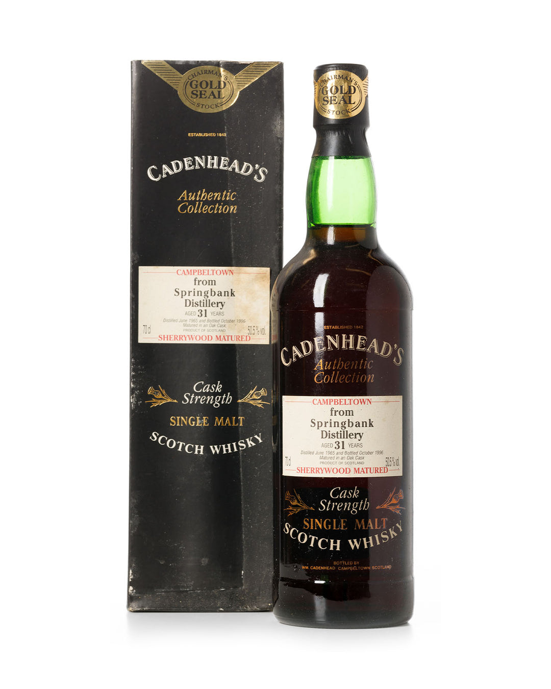 Springbank 1965 31 Year Old Cadenhead's Authentic Collection Bottled 1996 With Original Box