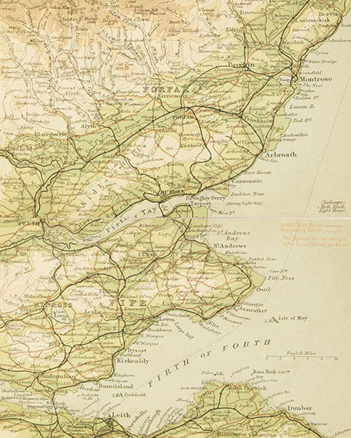 Authentic Topographical Map of Fife & Forfar by John Bartholomew c. 19 ...