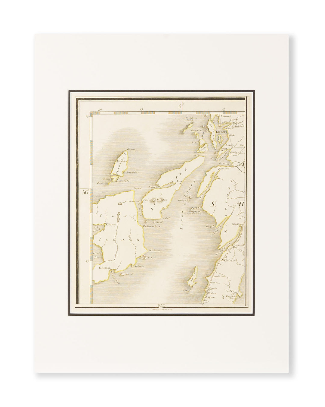 Authentic Coastal & Waterways Map of Islay and Jura by John Cary, 1794