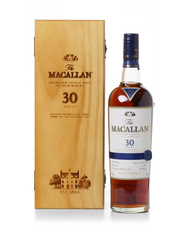 Macallan 30 Year Old Sherry Oak With Wooden Original Box