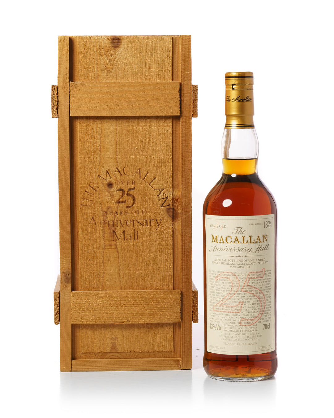 Macallan 1967 25 Year Old Anniversary Malt Bottled 1992 With Original Wood Box