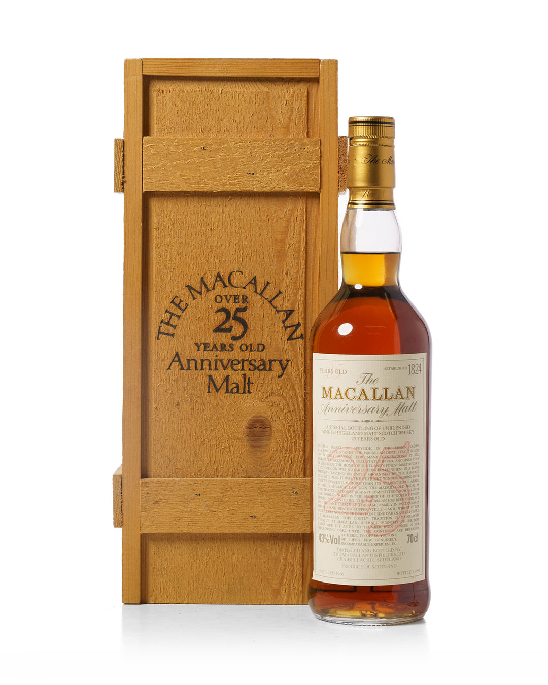 Macallan 1966 25 Year Old Anniversary Malt Bottled 1991 With Original Wood Box