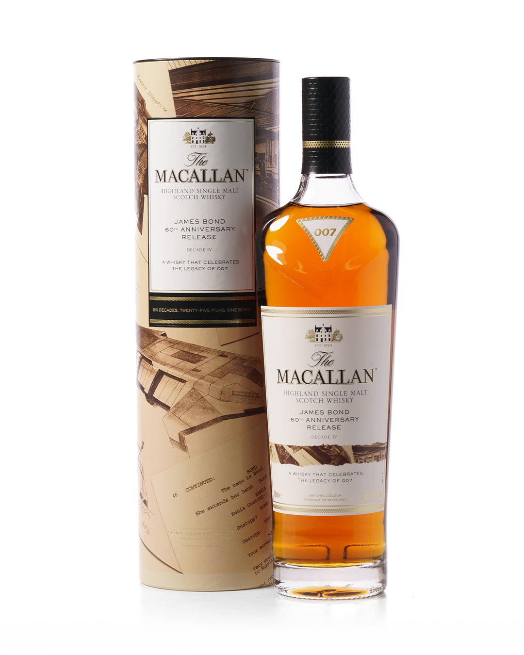 Macallan James Bond 60th Anniversary Release Decade IV Bottled 2022 With Original Tube
