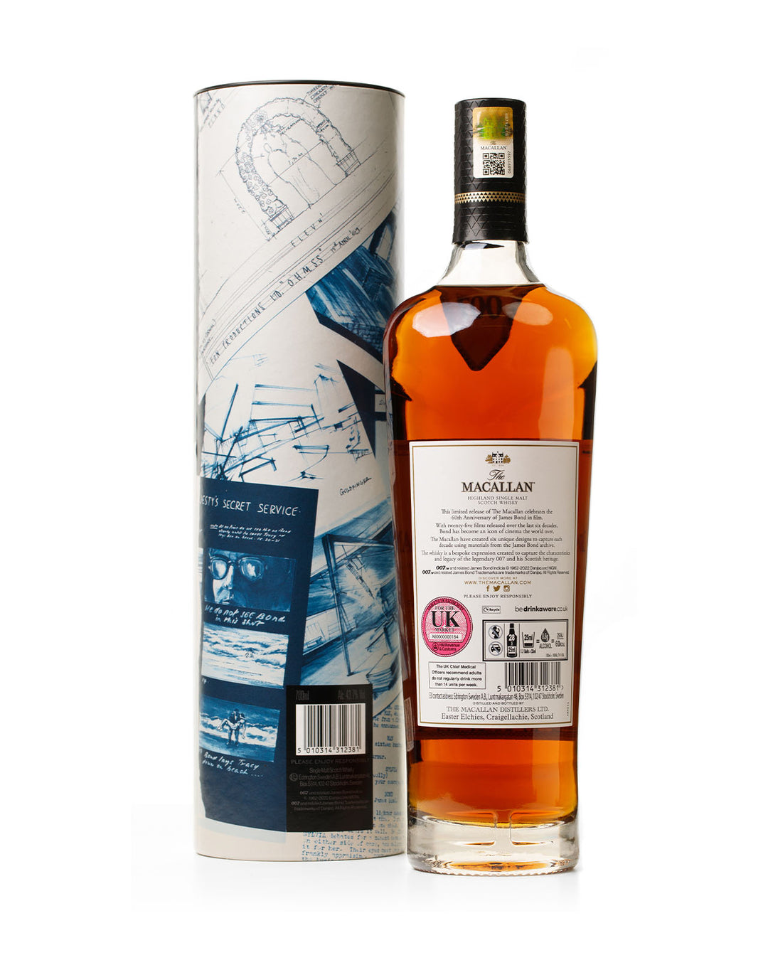 Macallan James Bond 60th Anniversary Release Decade I Bottled 2022 With Original Tube