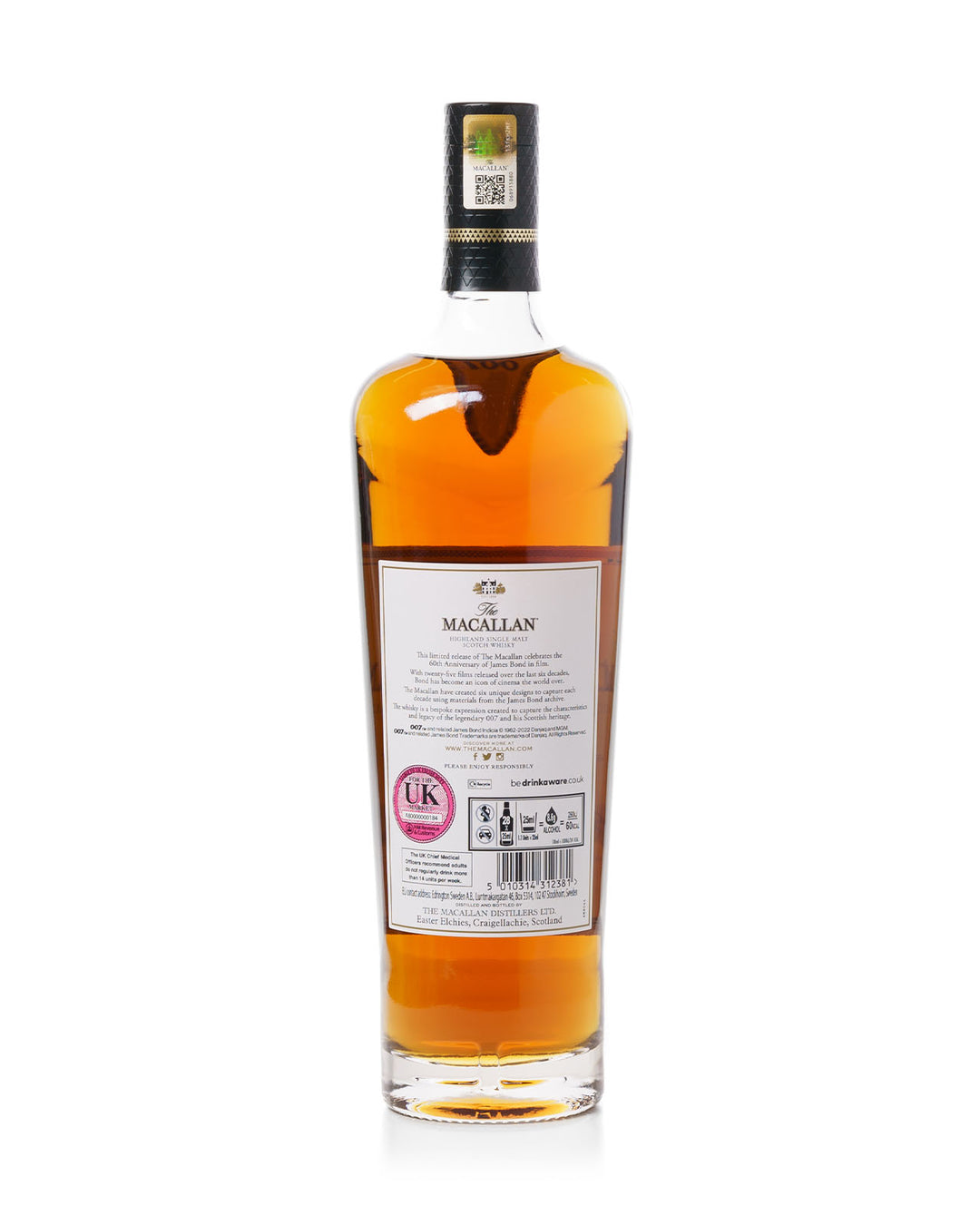 Macallan James Bond 60th Anniversary Release Decade I Bottled 2022 With Original Tube
