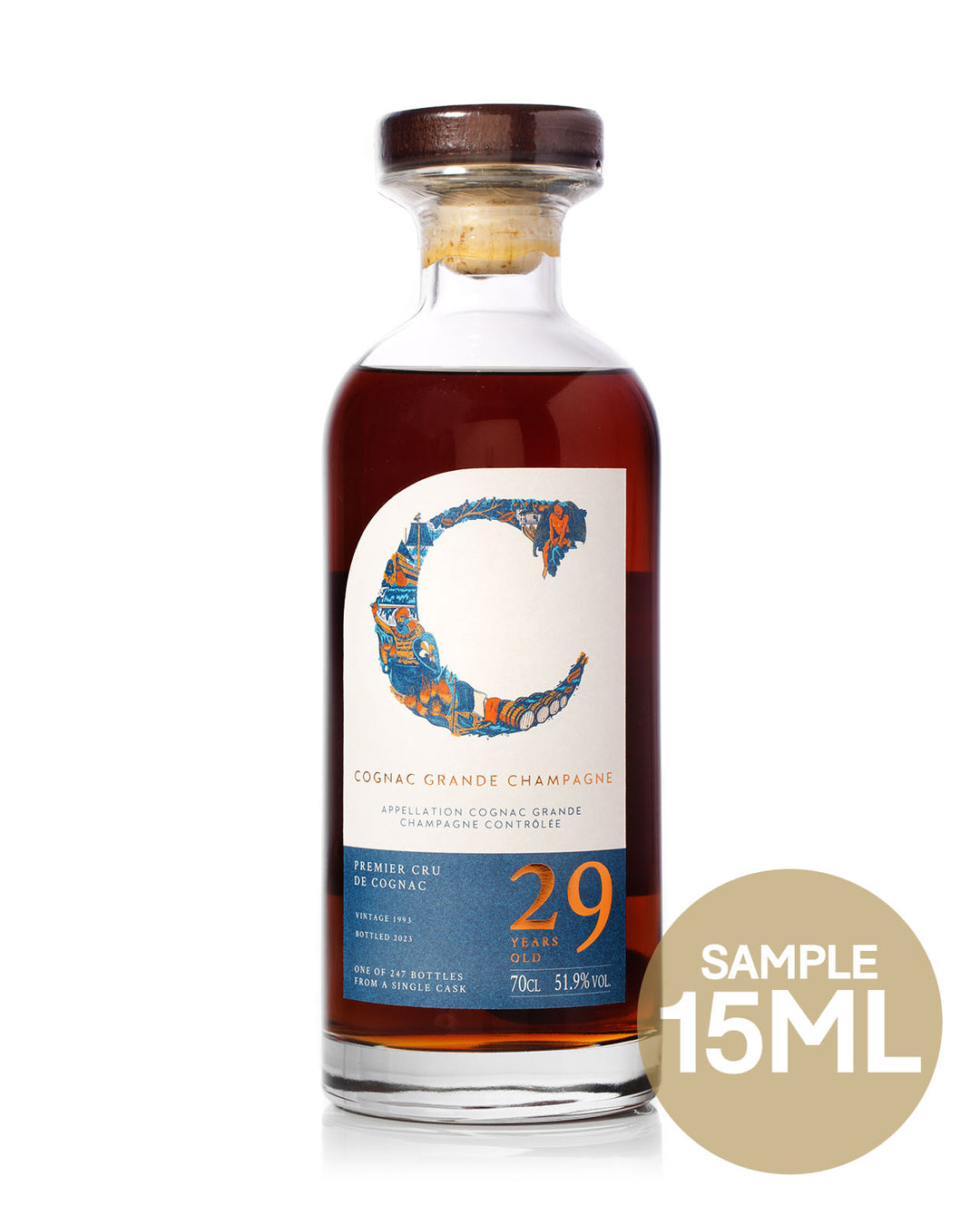 15ml Sample - 29 Year Old Grande Champagne Cognac bottled for Mark Littler Ltd