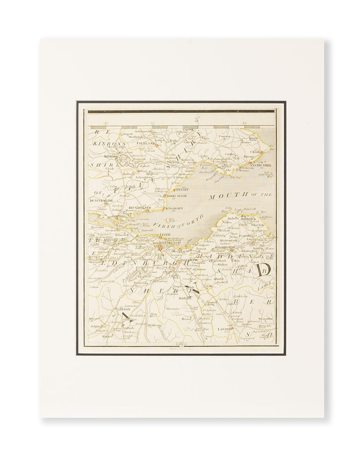 Authentic Road Map of the Firth of Forth by John Cary, 1794