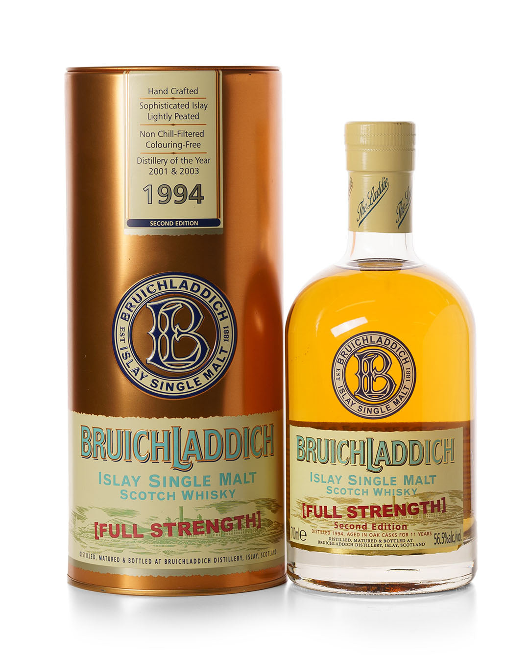 Bruichladdich 1994 11 Year Old Full Strength Second Edition Bottled 2006 With Original Tin