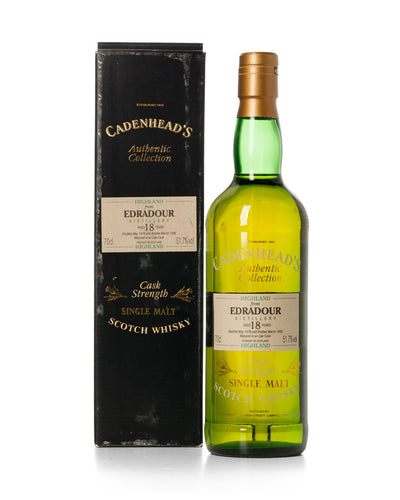 Edradour 1976 18 Year Old Cadenhead's Authentic Collection Bottled 1995 With Original Box