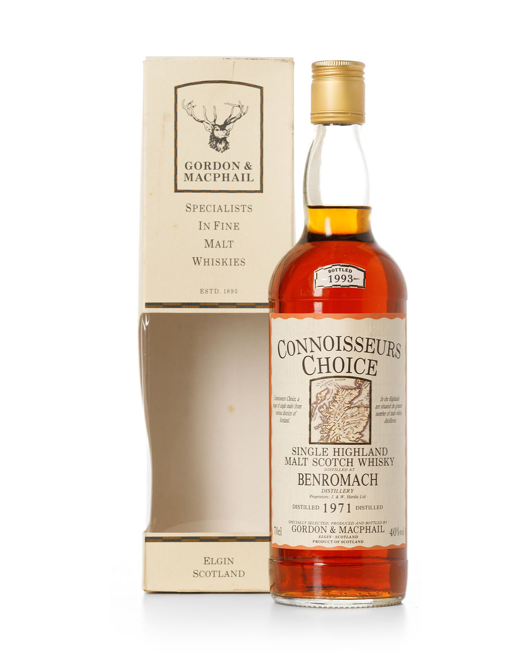 Benromach 1971 22 Year Old Connoisseurs Choice Gordon & Macphail Bottled 1993 With Original Box