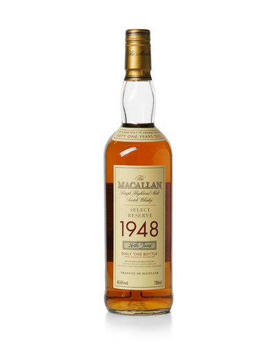 Macallan 1948 51 Year Old Select Reserve Bottled 1999 With Original Tube and Wooden Box and