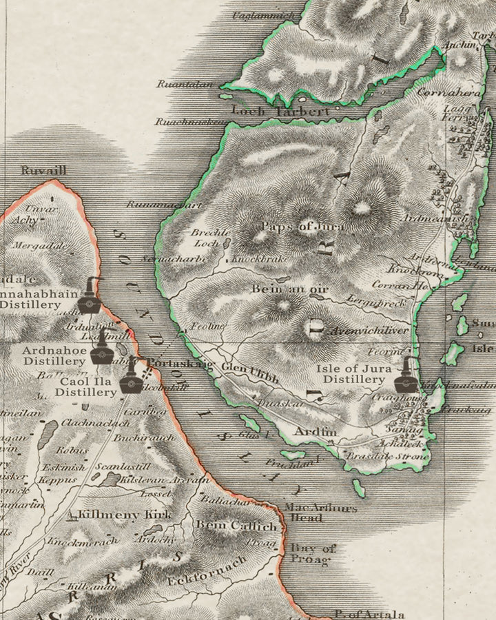 苏格兰酿酒厂地图 - 带框印刷